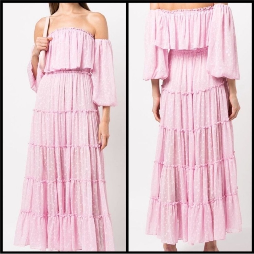 Misa Los Angeles Cassandra Lilac Clip Dot Maxi Dress| Size XL